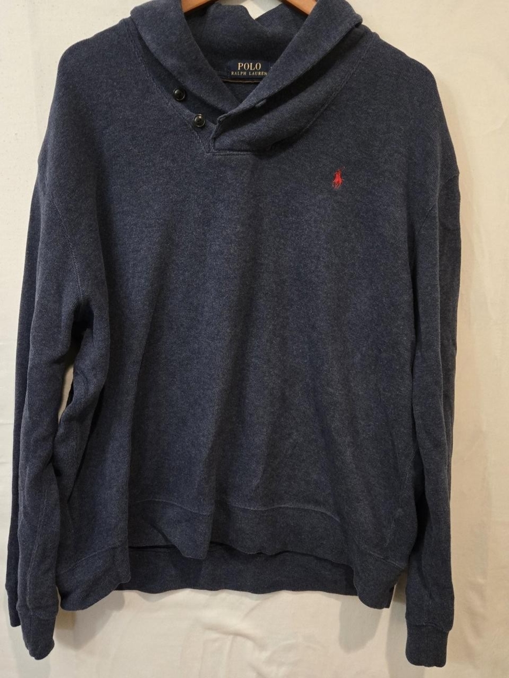Polo Ralph Lauren Luxury Jersey Shawl-Collar Pullover Men's XXL Navy Blue